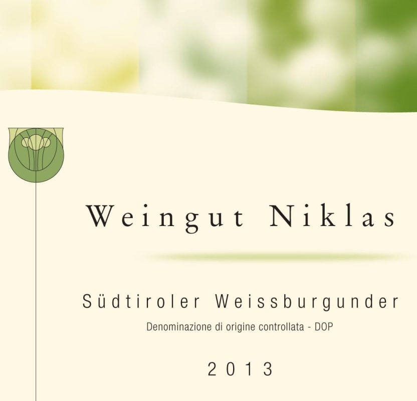 Niklas Alto Adige Sudtirol Sudtiroler Weissburgunder Pinot Bianco 2013 Front Label