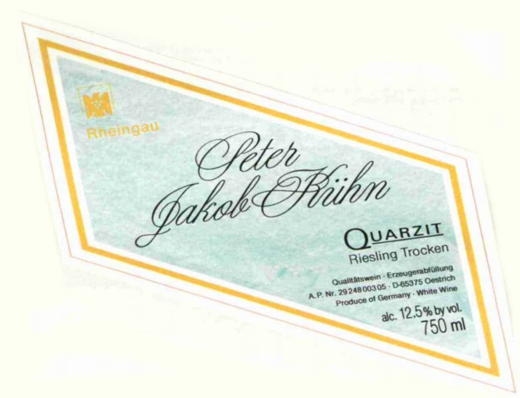 Peter Jakob Kuhn Quarzit Riesling Trocken 2014 Front Label