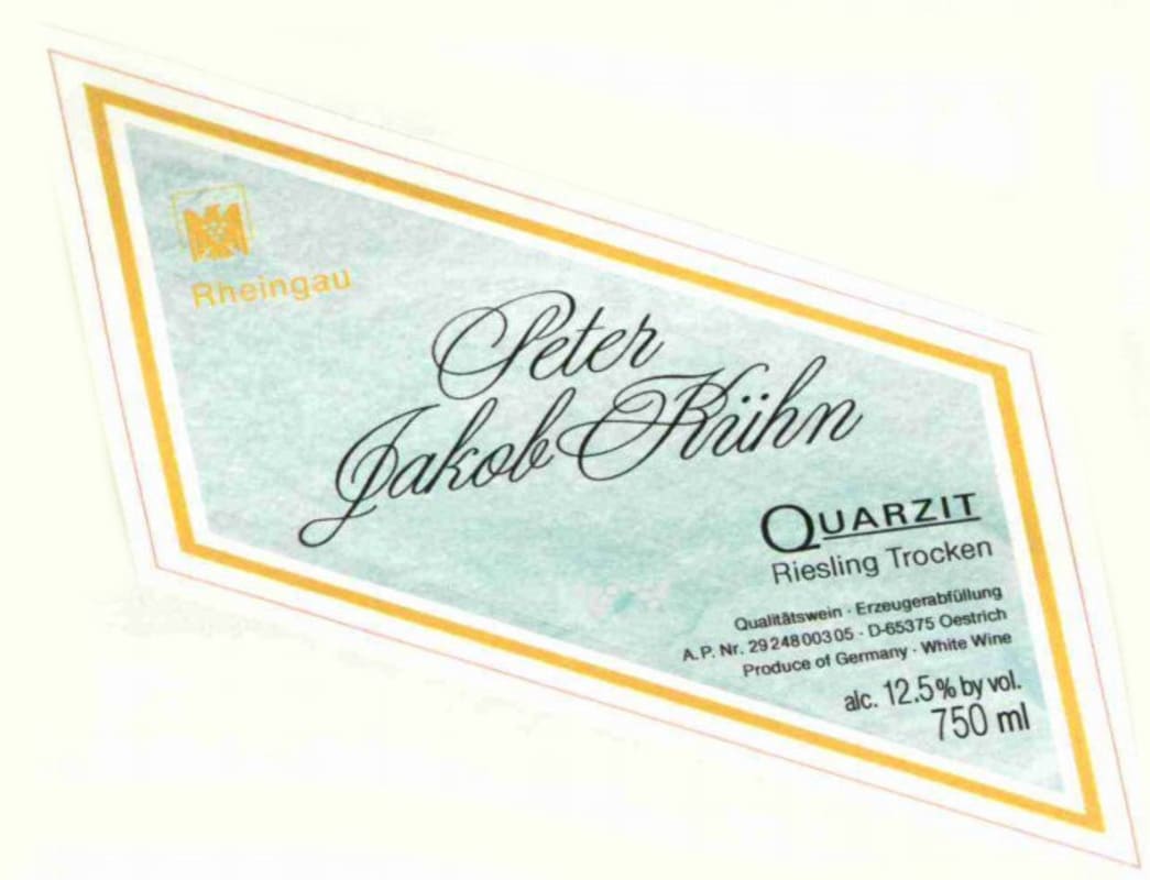 Peter Jakob Kuhn Quarzit Riesling Trocken 2013 Front Label