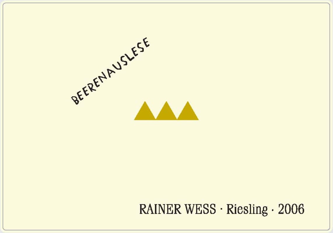 Rainer Wess Beerenauslese Riesling 2006 Front Label
