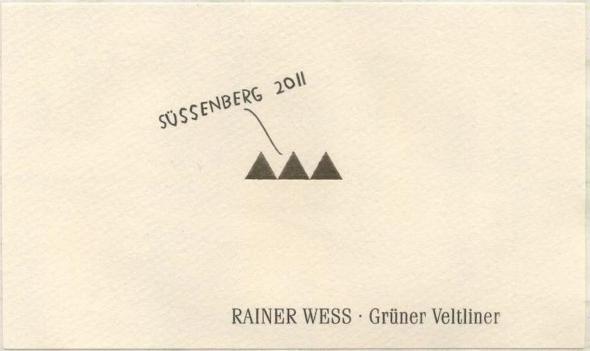 Rainer Wess Sussenberg Gruner Veltliner 2011 Front Label