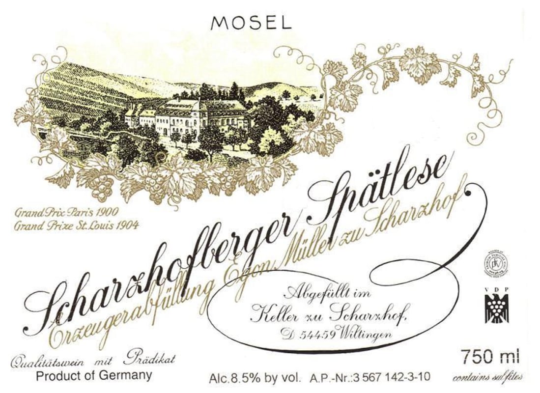 Egon Muller Scharzhofberger Riesling Spatlese 2010 Front Label