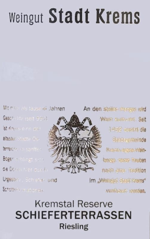 Stadt Krems Schieferterrassen Reserve Riesling 2013 Front Label