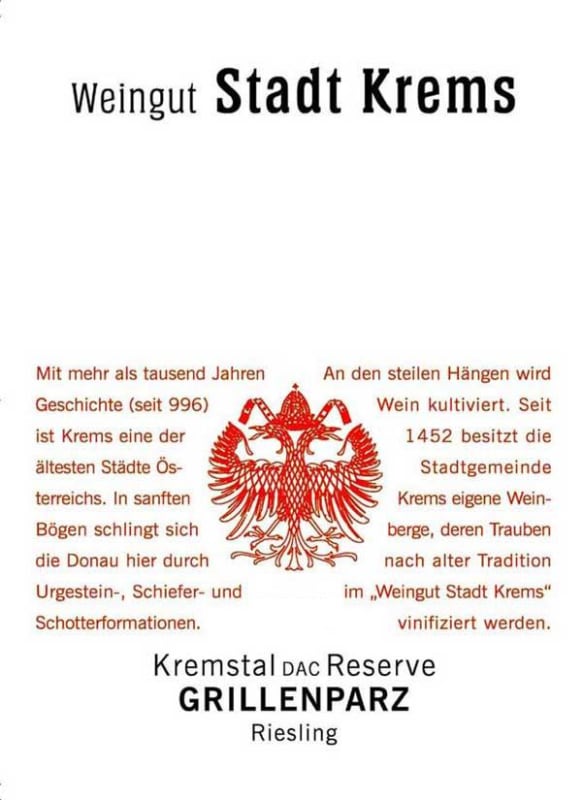 Stadt Krems Grillenparz Reserve Erste OTW Lage Riesling 2011 Front Label