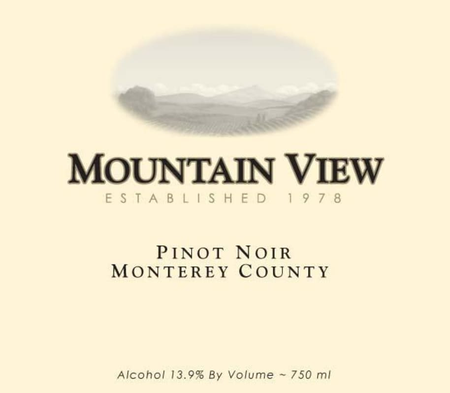 Mountain View Winery Pinot Noir Monterey County 2014 Front Label