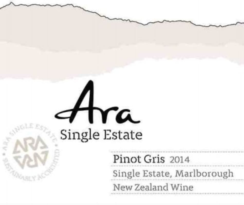 Ara Single Estate Pinot Gris 2014 Front Label