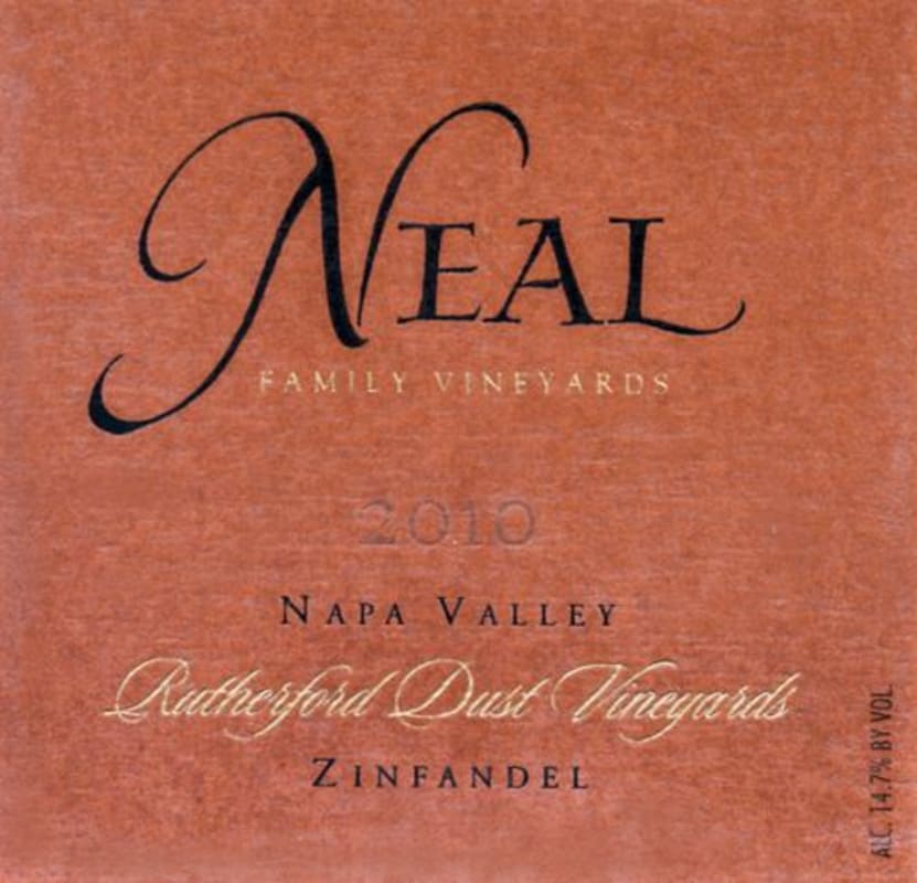 Neal Family Dust Zinfandel 2010 Front Label