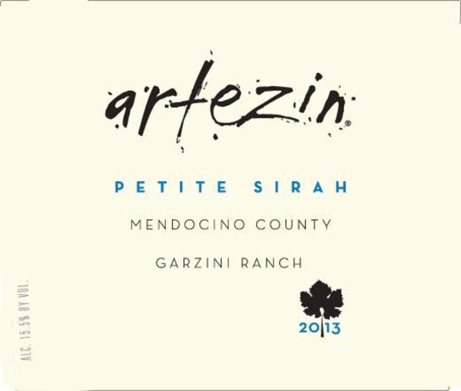 Artezin Garzini Ranch Petite Sirah 2013 Front Label