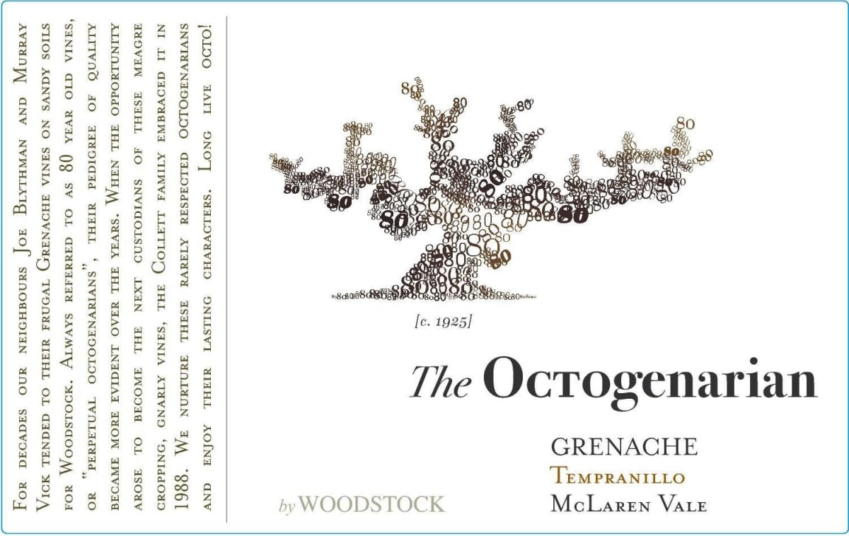Woodstock The Octogenarian Grenache Tempranillo 2013 Front Label