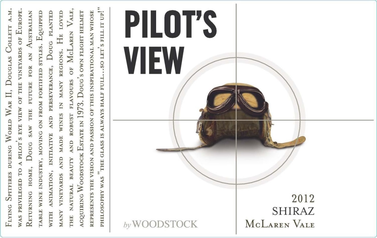Woodstock Pilot's View Shiraz 2012 Front Label