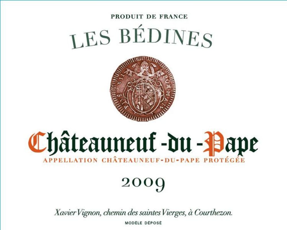 Xavier Vins Chateauneuf-du-Pape Les Bedines 2009 Front Label