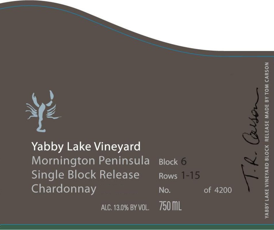 Yabby Lake Single Block Release Block 6 Chardonnay 2010 Front Label