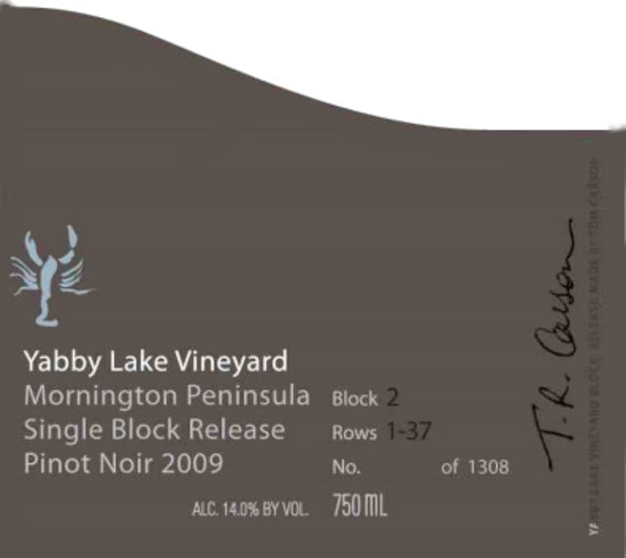 Yabby Lake Single Block Release Block 2 Pinot Noir 2009 Front Label