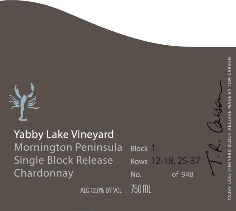 Yabby Lake Single Block Release Block 1 Chardonnay 2012 Front Label