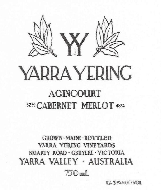 Yarra Yering Agincourt Cabernet Sauvignon Merlot 2012 Front Label