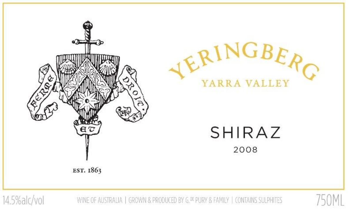 Yeringberg Shiraz 2008 Front Label