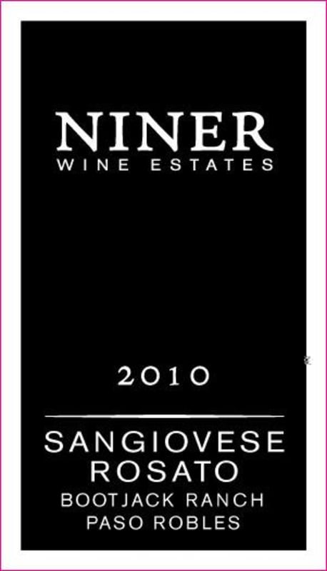 Niner Bootjack Ranch Sangiovese Rosato 2010 Front Label