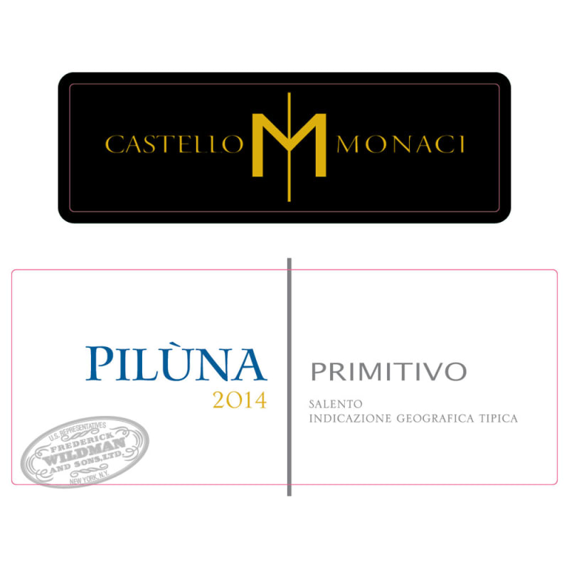 Castello Monaci Piluna Primitivo 2014 Front Label