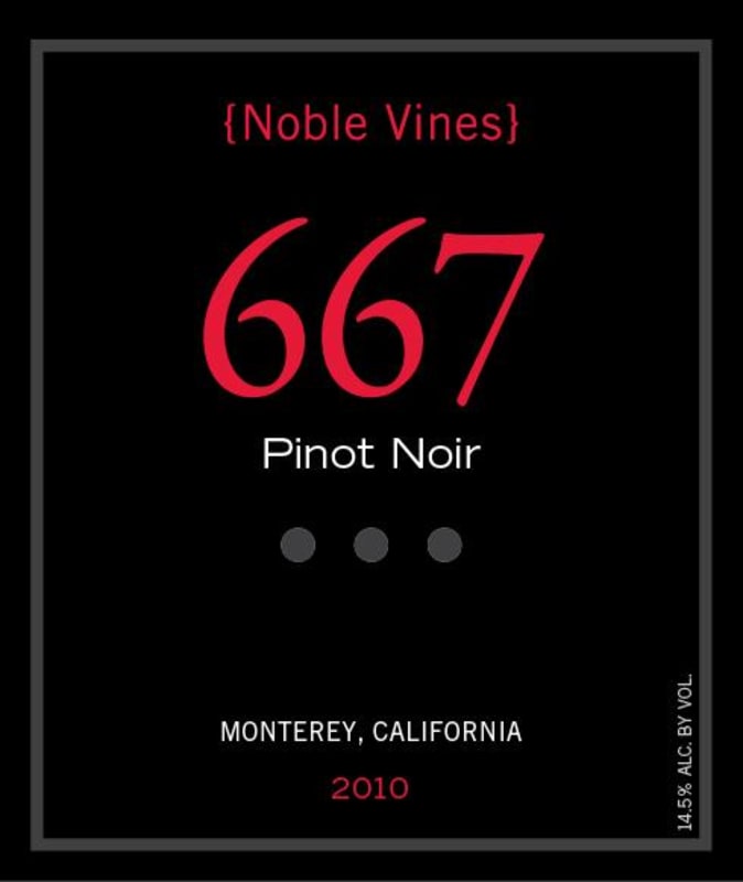 Noble Vines 667 Pinot Noir 2010 Front Label
