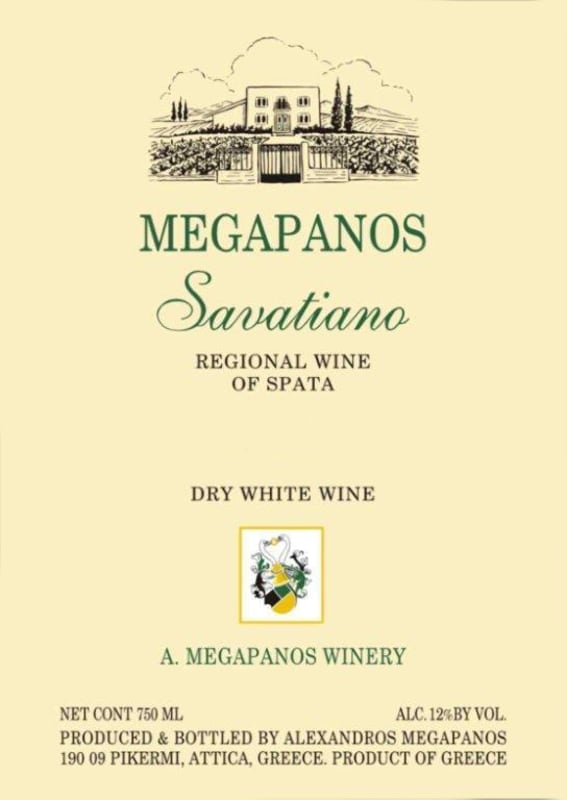 A Megapanos Winery Savatiano 2011 Front Label