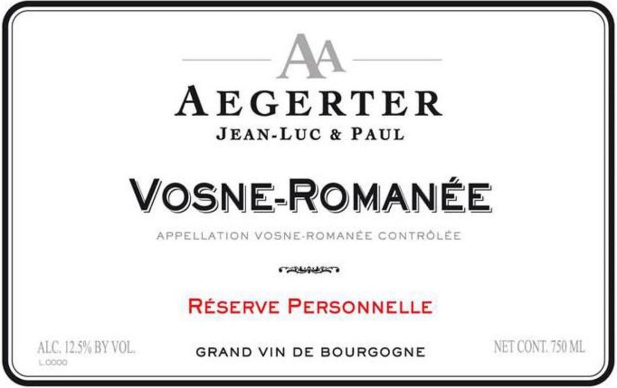 AA Aegerter Vosne-Romanee 2012 Front Label