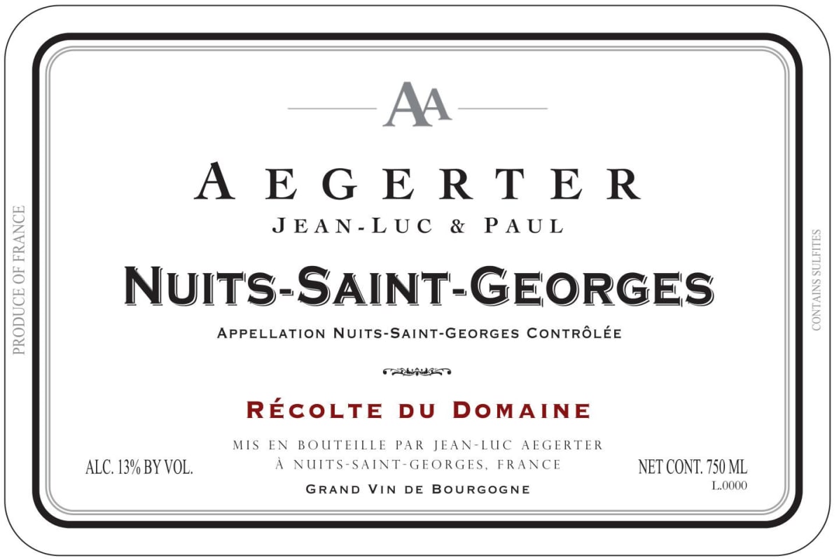 AA Aegerter Cote de Nuits Nuits-Saint-Georges 2014 Front Label