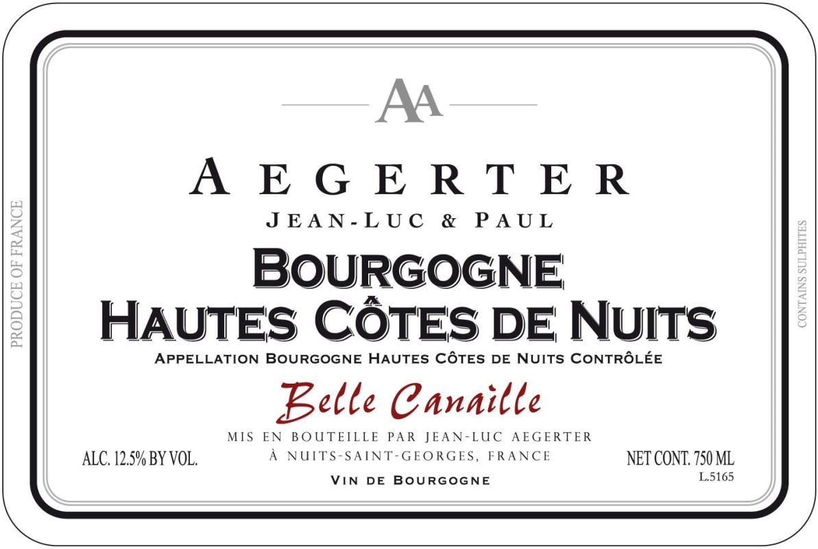 AA Aegerter Bourgogne Belle Canaille Hautes Cotes de Nuits 2014 Front Label