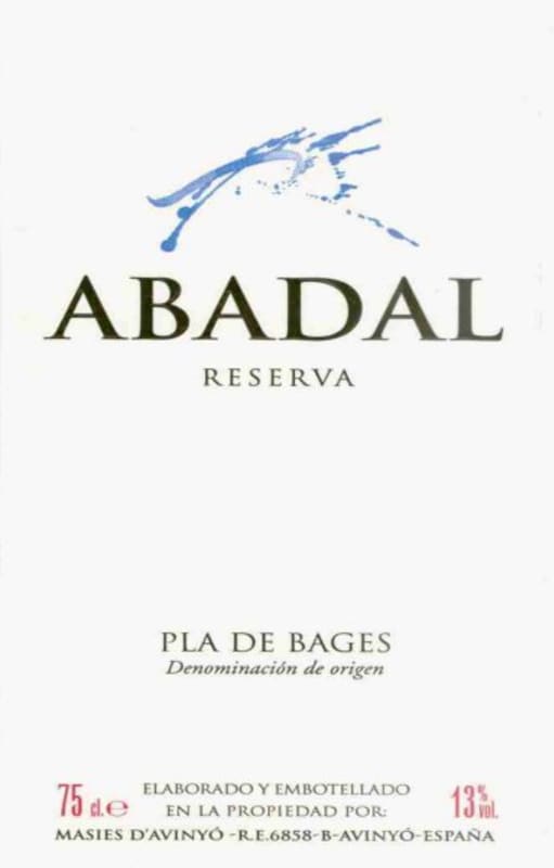 Abadal Reserva 2001 Front Label