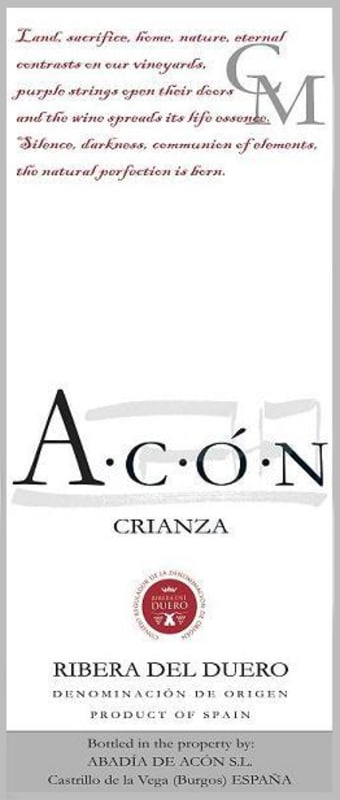 Abadia de Acon Crianza 2005 Front Label