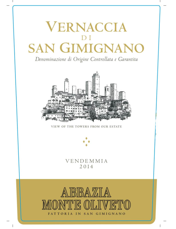 Abbazia Monte Oliveto Vernaccia di San Gimignano 2014 Front Label