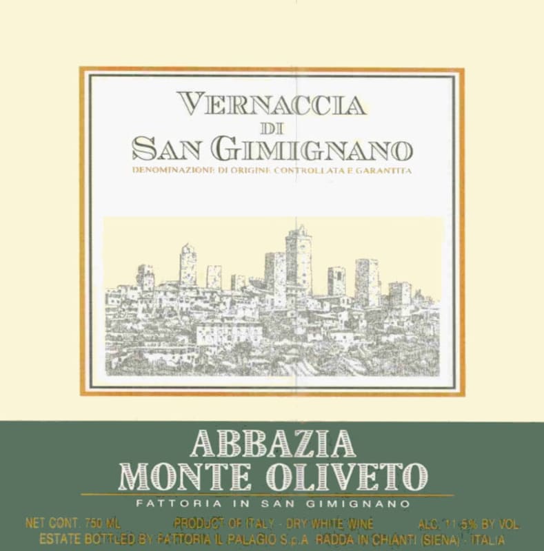 Abbazia Monte Oliveto Vernaccia di San Gimignano 2013 Front Label