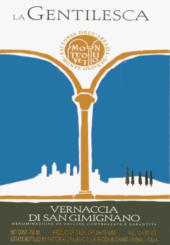Abbazia Monte Oliveto Vernaccia di San Gimignano La Gentilesca 2012 Front Label