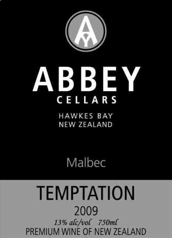 Abbey Cellars Temptation Malbec 2009 Front Label