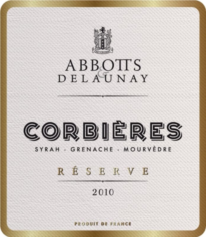 Abbotts & Delaunay Corbieres Reserve Grenache-Mourvedre-Syrah 2010 Front Label