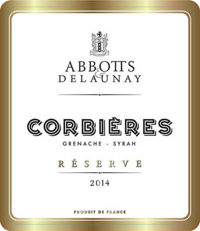 Abbotts & Delaunay Corbieres Reserve Grenache-Syrah 2014 Front Label