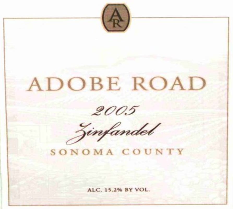 Adobe Road Zinfandel 2005 Front Label