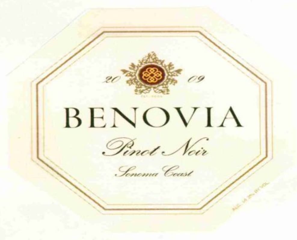Benovia Sonoma Coast Pinot Noir 2009 Front Label