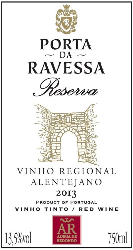 Adega Cooperativa de Redondo Porta da Ravessa Tinto Reserva 2013 Front Label