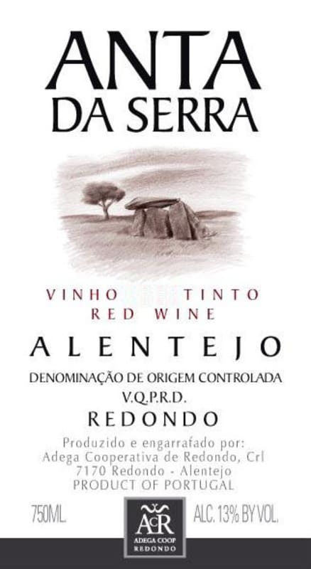Adega Cooperativa de Redondo Anta da Serra Tinto 2013 Front Label