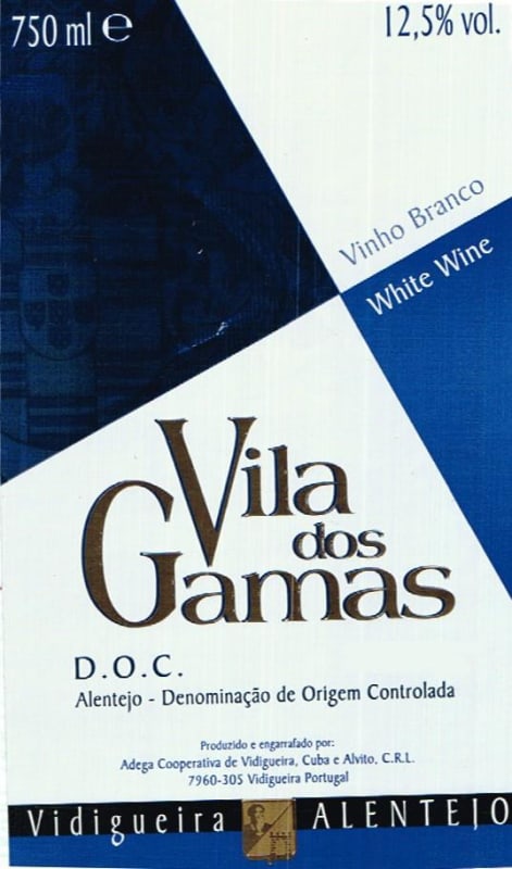 Adega Cooperativa de Vidigueira Vila dos Gamas Branco 2013 Front Label