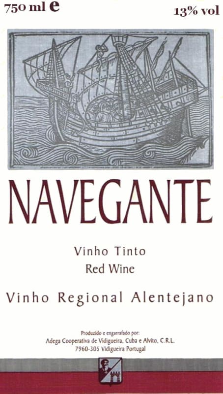 Adega Cooperativa de Vidigueira Navegante Tinto 2014 Front Label