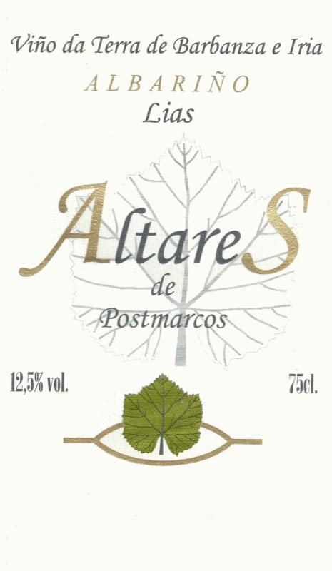 Adega Entre os Rios Barbanza e Iria Altares de Postmarcos Vino de la Tierra Albarino 2012 Front Label