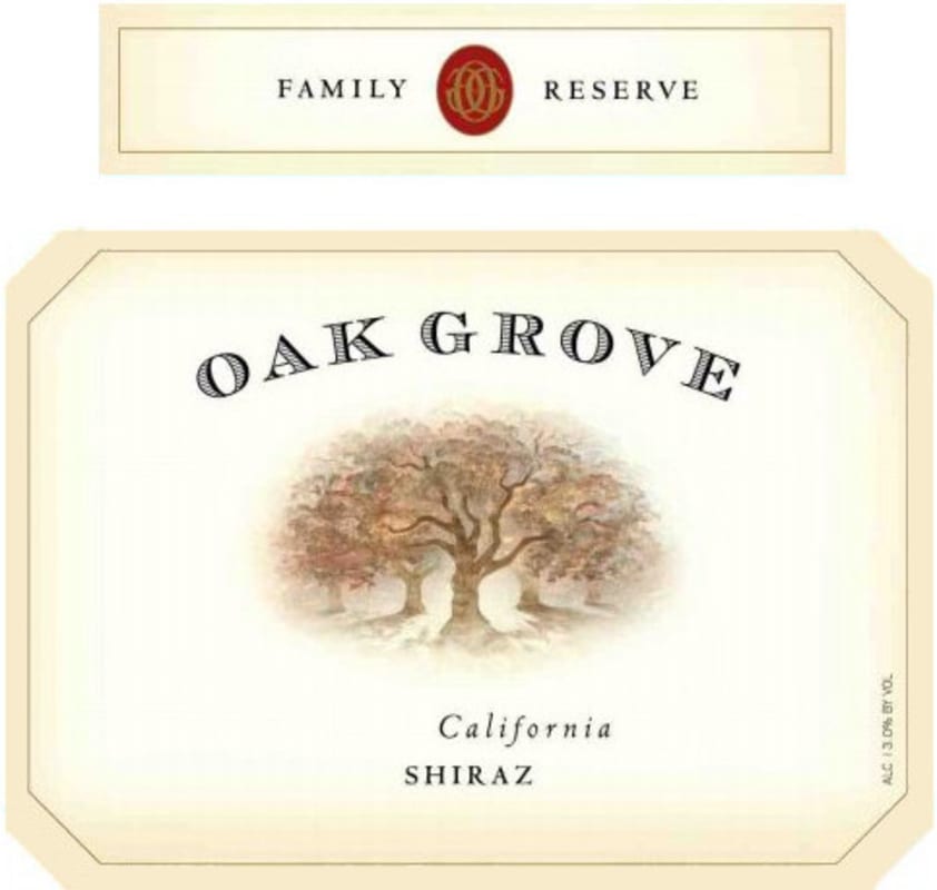 Oak Grove Family Reserve Shiraz 2013 Front Label