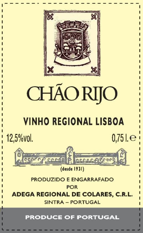 Adega Regional de Colares Chao Rijo Tinto 2009 Front Label