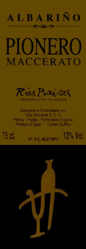 Adega Vina Almirante Pionero Maccerato Albarino 2013 Front Label