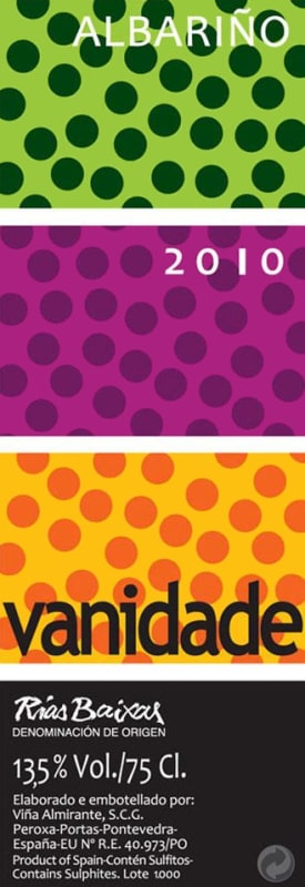 Adega Vina Almirante Vanidade Albarino 2010 Front Label