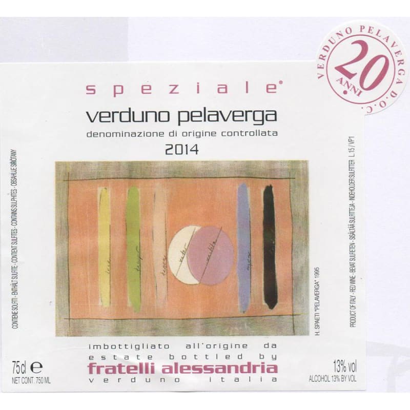Fratelli Alessandria Speziale Verduno Pelaverga 2015 Front Label