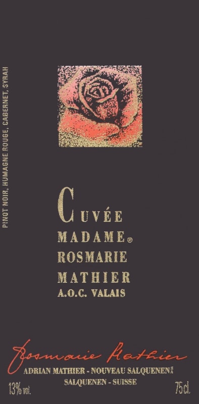 Adrian Mathier Nouveau Salquenen Cuvee Madame Rosmarie Mathier Rouge 2012 Front Label