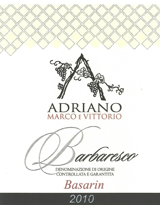 Adriano Marco e Vittorio Basarin Barbaresco 2010 Front Label