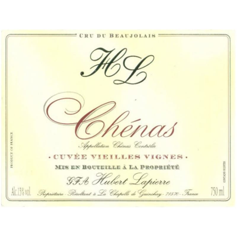 Hubert Lapierre Chenas 2014 Front Label